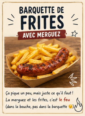 Barquette de frite merguez