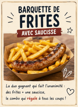 Barquette de frite saucisse